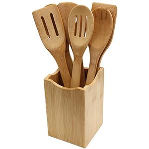 100% Eco Friendly Kitchen Products Zero Waste Wood Wooden Bamboo Kitchen Cooking Spoon Saptula Utensil Cooking Set