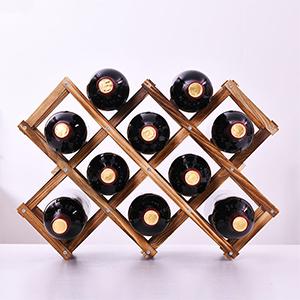 100% Natural Pine Wood Red Wine Bottle Holder Handmade Countertop Wine Display Storage Rack Kitchen Exhibition Wine Organizer