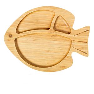 Baby children Fish-shape bamboo wooden dinner plate/ reusable baby bamboo plate