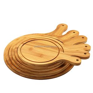 Bamboo And Wood Round Square Western Restaurant Coffee Shop Wine Shop With Baked Pizza Counting Heart Plate Pizza Plate