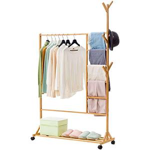 Hot Sale Modern Bedroom Multifunctional Bamboo Storage Hanger Portable Bamboo Coat Rack