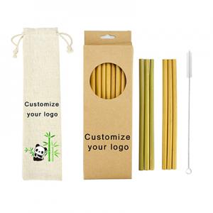 Wholesale Eco Friendly Reusable Natural Biodegradable Custom Logo Wooden Bamboo Drinking Straw With Box Or Bag