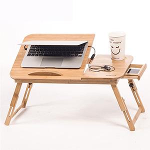 Bamboo Laptop Table Computer Desk Folding and Adjustable 5v Fan + USB Extension Wiring Eco-friendly Cheap Portable Folding 15kg