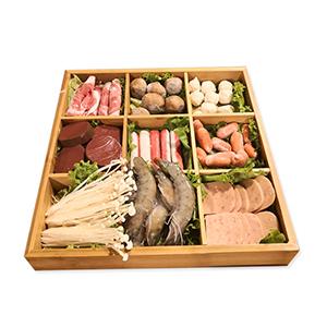 Factory Source Manufacturer Bamboo Wooden Multi Compartment Hotpot Serving Tray