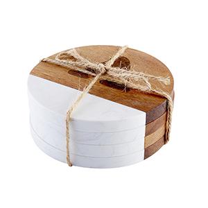 Bar Home Creative Marble Splicing Wooden Placemat Round Coaster Bamboo Customize Cup Coaster