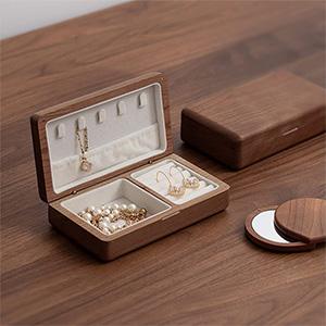 Wholesale Retro Rectangular Wooden Ladies Earrings Ring Necklace Storage Box Custom Jewelry Packaging Box