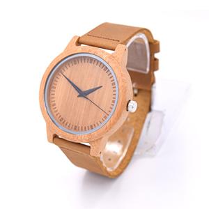 Customized Leather Strap Men's Ladies Wooden Quartz Watch