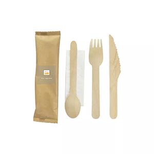 Disposable wooden tableware with wooden fork knife spoon