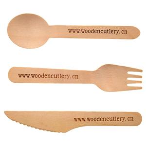 Wood Fork Knife Spoon Set Eco Friendly Birch Disposable Wooden Tableware