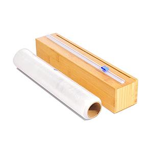 Plastic Wrap Dispenser Eco-friendly Bamboo Wood Cling Food Wrap Dispenser Storage Box