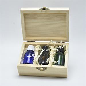 Essential oil wood storage box 3 pcs 5ml glass bottle wooden box