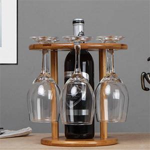 European Style Solid Wood Wall Mounted Hanging Bamboo Wine Rack With Wine Glass Storage Holder Kitchen & Tabletop