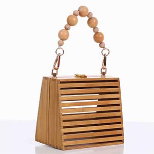 Fashion Retro Handmade Bamboo Handbag wooden woven Tote Bags Hollow Shoulder Cult Bag Straw Beach Bag