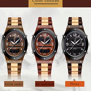 Fashion new high quality wood watch SN153 LCD dual display watch sandalwood bamboo men's watch