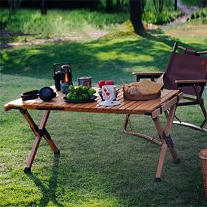 Gordon Modern Design Square Picnic Camping Folding Table Egg Roll Table Adjustable Wooden Rolling Table