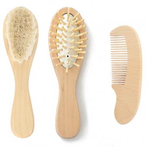 Hot sale Beech Hair Comb Baby Hair Brush Wooden Hair Brush set for baby