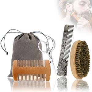 Hot Selling Sandalwood Beard Comb And Brush Set Wholesale Custom Logo Brown Black Natural Bamboo Wood Beard Comb