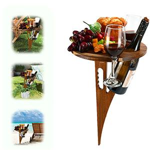 Mini Wooden Travel Beach Garden Low Picnic Table Outdoor Portable Folding Bamboo Wine Holder Picnic Table