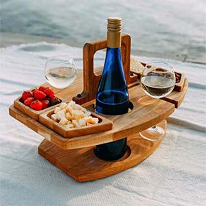 New Portable Mini Wooden Folding Picnic-Table,Outdoor Picnic Wine Glass Holder