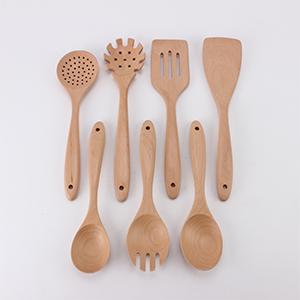 Non-stick cookware 7 piece set suitable for kitchen wooden kitchen accessories cookware utensil set