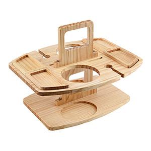 Outdoor Wine Picnic Wooden Table Folding Portable Bamboo Wine Glasses Snack And Cheese Holder Tray For Concerts At Park Beach