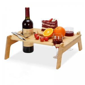 Portable picnic table for outdoor camping Bamboo camping collapsible wine table