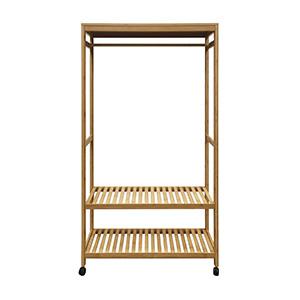 Rolling Clothes Rack simple modern bamboo floor hanging clothes rack