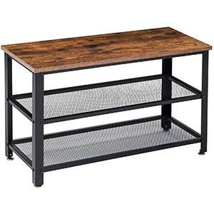 Hot Selling Antique Wood 15MM Top With Consolidated Metal Three layers Racks Shoe Changing Stool