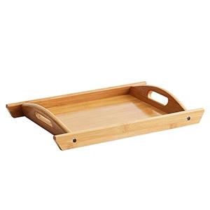 Rectangle Bamboo Serving Tray With Cut Out Handles Home Basics organizer