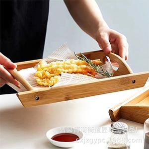 Rectangle Bamboo Serving Tray With Cut Out Handles Home Basics organizer