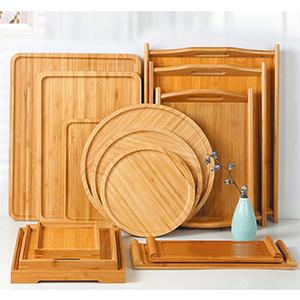 Serving Tray Wood Bamboo Trays for Food Breakfast Party Tea Coffee Table