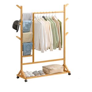 Simple home hotel coat rack hanger floor standing living room bedroom children's hanger solid wood clothes hat rack