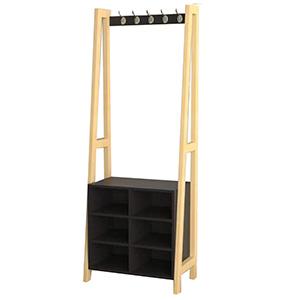 Solid Wood Entrance cabinet coat rack with shoe storage wardrobe