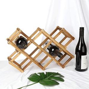 Stackable countertop 12 bottles 8 slots holder storage decorative foldable large solid wood display stand bamboo wine rack