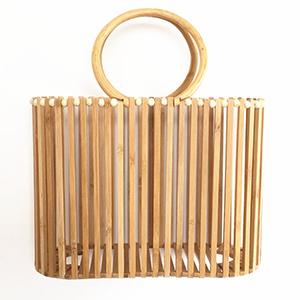 Summer Bamboo Beach Bag Handmade Tote Bag Womens Straw Handbags