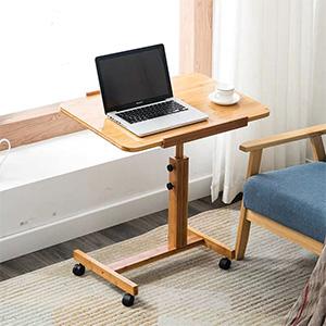 Lazy Bedside Laptop Table Desktop ,Adjustable bamboo sofa table with four wheels.