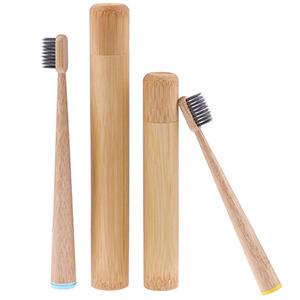 Wholesale Custom Logo 100% Biodegradable Toothbrushes Set Adult Hotel Travel Soft Black Organic Charcoal Moso Bamboo Toothbrush