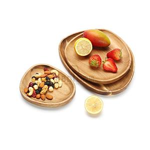 Factory ODM OEM Services Creative Round Cheap Wood Bamboo Serving Tray Snack Fruit Wooden Tray