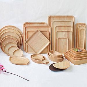 Wholesale Customization High Quality Hotel Rectangle Bamboo Walnut Dry Pour Wood Food Service Tray dinner plate