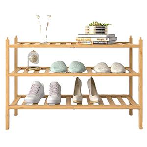 3 Tier Shoe shelf Custom Modern Bamboo Stackable Storage Organizer Wooden Foldable Shoe Rack For Entryway