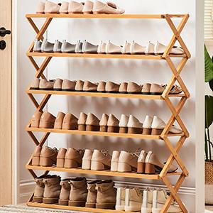 In Stock Bamboo Folding Multi Functional Household Simple Cabinet Door Economical Living Room Foldable Wooden Shoe Rack