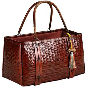 Retro Style Japanese-style manual bamboo handbag Zen bamboo wood storage bag replicate handbag