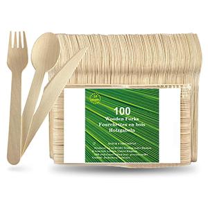 Hot selling wooden spoon disposable knife and fork set wooden eco friendly tableware disposable