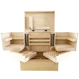 essential oil rack wood display Wooden Storage Box For Container Essential Oil case with foldable drawer