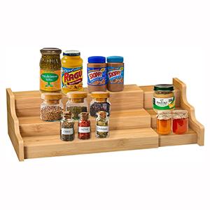 kitchen supplies spice rack spice organizer wood 3 tier spice rack kitchen pantry step shelf cabinet