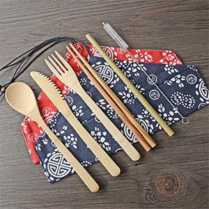 new style Environmental friendly bamboo Disposable tableware Knife and fork set of 6 Outdoor convenient tableware