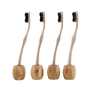 new style wholesale Environmental friendly curved thick handle Bamboo Toothbrush soft fur BPA free