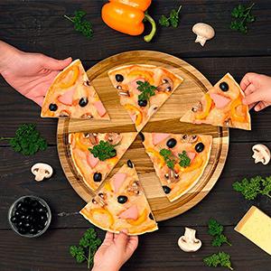 Kitchen utensils acacia round pizza wood cutting board,wood pizza plate, wood serving tray