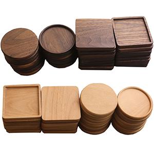 wholesale Custom natural round square thin oak beech bamboo acacia walnut Drink pot Tea Coffee Cup plain blank Wooden Coaster