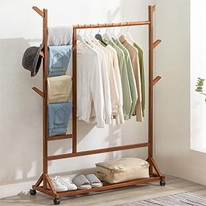 Best quality solid wooden clothes hanger tree home decorative bedroom furniture